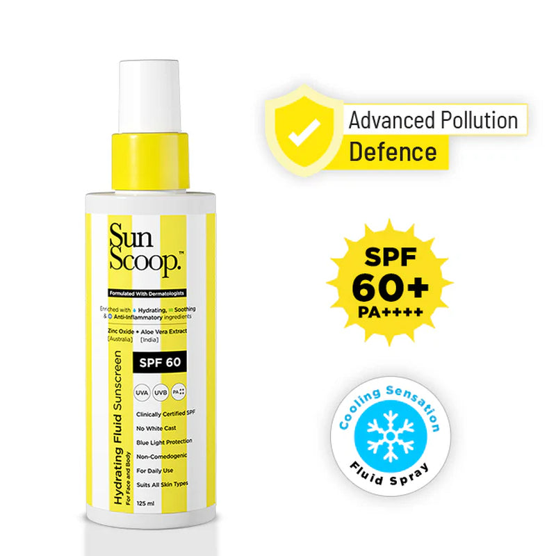 Hydrating Fluid Sunscreen for Face & Body | SPF 60 PA++++| In-Vivo Tested - 125Ml