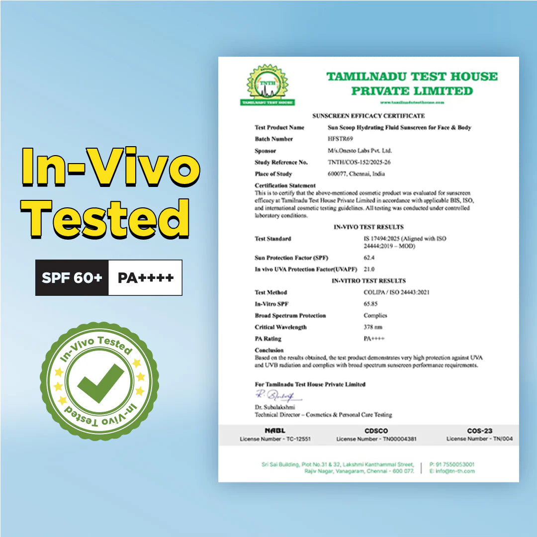 Hydrating Fluid Sunscreen for Face & Body | SPF 60 PA++++| In-Vivo Tested - 125Ml