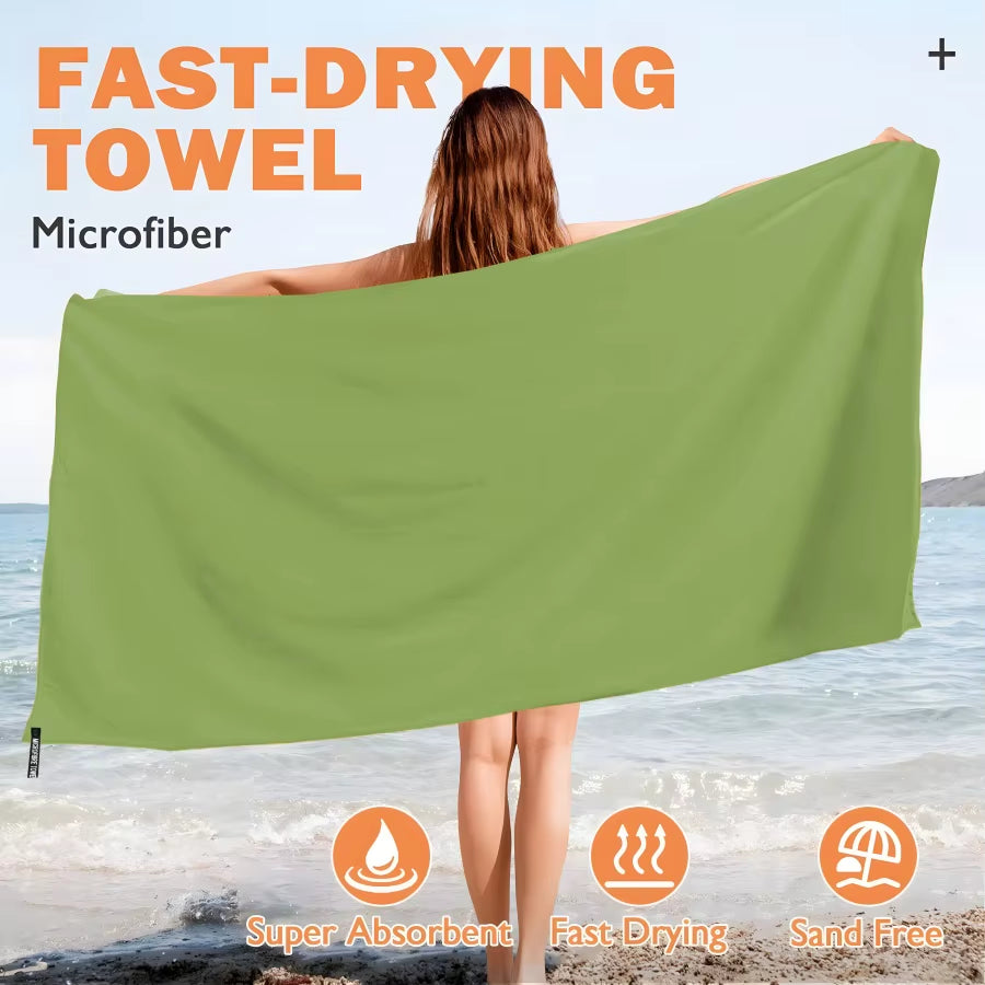Beach Towel Oversized,Thick Sand Free Microfiber Quick Dry Towel 31.5”X71”, Super Absorbent Soft Swim Beachtowels for Men, Women